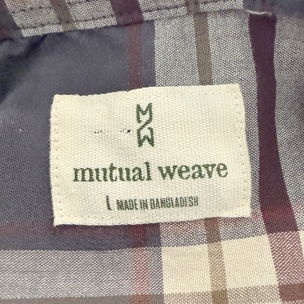 Mutual Weave Mens Large Plaid Button Down Shirt Grey Burgundy Long Sleeve Rugged - Picture 3 of 7